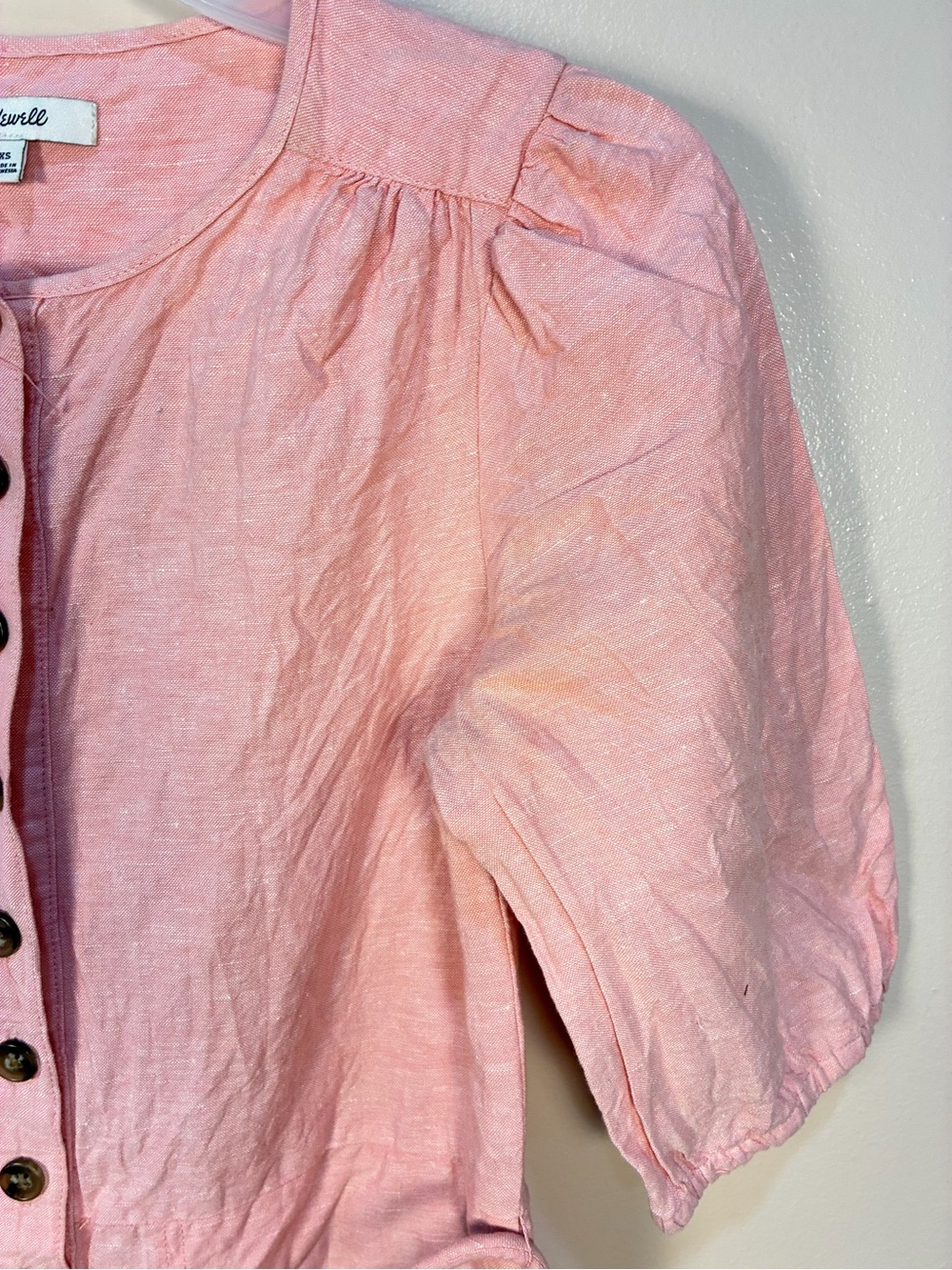 Madewell Linen Pastel Pink Puff Sleeve Jumpsuit - Picture 14 of 14